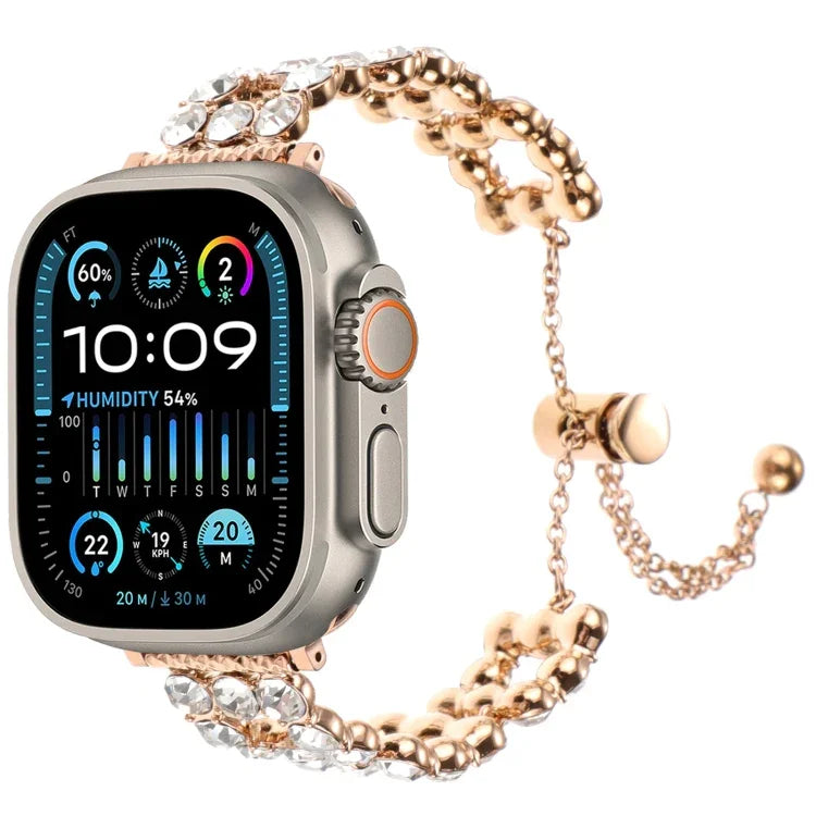 Rhinestone Metal Bracelet Watch Band, For Apple Watch SE 2023 44mm, For Apple Watch SE 2023 40mm, For Apple Watch Ultra 2 49mm, For Apple Watch Series 9 45mm, For Apple Watch Series 9 41mm, For Apple Watch Ultra 49mm, For Apple Watch Series 8 41mm     ...
