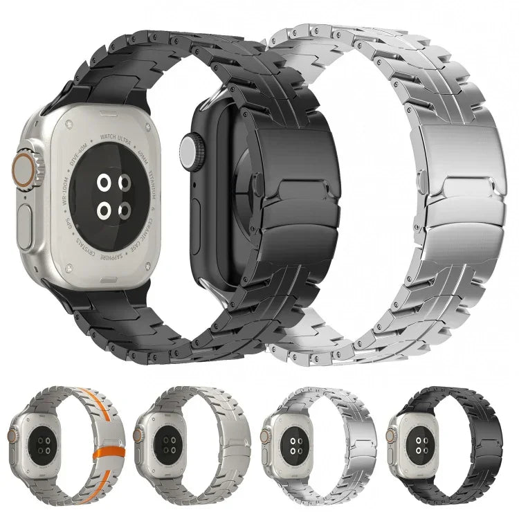 Double Lock Buckle Turtle Titanium Steel Watch Band, For Apple Watch SE 40mm, For Apple Watch SE 44mm, For Apple Watch Series 6 40mm, For Apple Watch Series 6 44mm, For Apple Watch Series 5 44mm, For Apple Watch Series 5 40mm                           ...