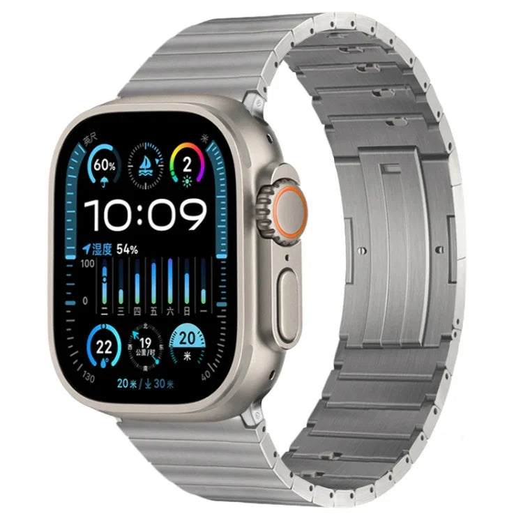 PG65 Single Bead Bamboo Joint Spring Bars Titanium Metal Watch Band, For Apple Watch Series 10 46mm, For Apple Watch Series 10 42mm, For Apple Watch SE 2023 44mm, For Apple Watch SE 2023 40mm, For Apple Watch Ultra 2 49mm, For Apple Watch Series 9 45mm...