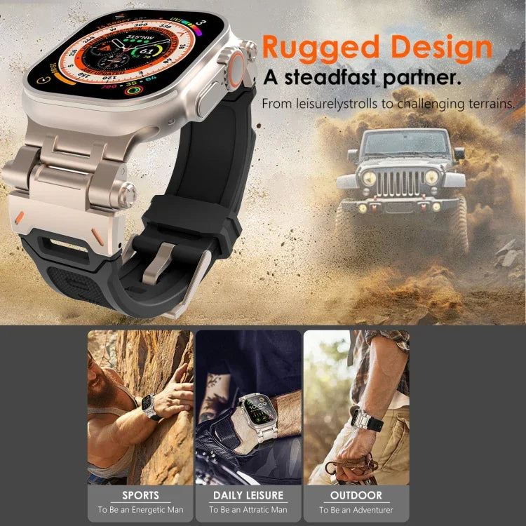 Stainless Steel Connector TPU Watch Band, For Apple Watch Series 8 45mm, For Apple Watch SE 2022 44mm