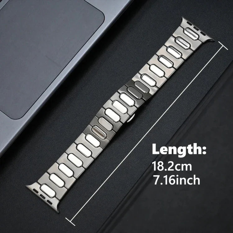 Oval Butterfly Buckle Titanium Alloy Watch Band, For Apple Watch SE 2023 44mm, For Apple Watch Ultra 2 49mm, For Apple Watch Series 9 45mm, For Apple Watch Ultra 49mm, For Apple Watch Series 8 45mm, For Apple Watch SE 2022 44mm                         ...