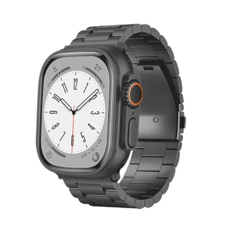 3-Bead Flat Buckle Titanium Alloy Watch Band, For Apple Watch SE 2023 44mm, For Apple Watch SE 2023 40mm, For Apple Watch Ultra 2 49mm, For Apple Watch Series 9 45mm, For Apple Watch Series 9 41mm, For Apple Watch Ultra 49mm, For Apple Watch Series 8 4...