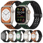 Hole Style Folding Buckle PU Leather Watch Band, For Apple Watch Ultra 49mm