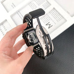 Hole Style Folding Buckle PU Leather Watch Band, For Apple Watch Ultra 49mm