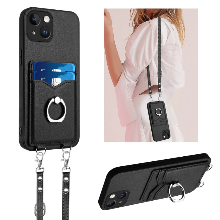 R20 Crossbody Rope Ring Card Holder Phone Case, For iPhone 14 Plus, For iPhone 14, For iPhone 14 Pro, For iPhone 14 Pro Max, For iPhone SE 2022 / SE 2020 / 8, For iPhone 13 Pro Max, For iPhone 13 Pro, For iPhone 13