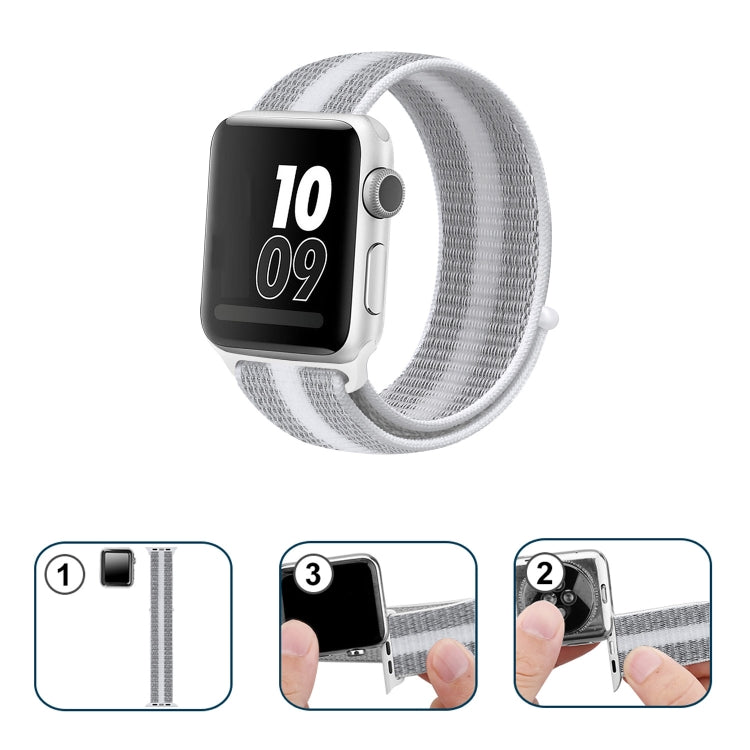 Nylon Loop Watchband, For Apple Watch Series 8&7 41mm / SE 2&6&SE&5&4 40mm / 3&2&1 38mm, For Apple Watch Ultra 49mm / Series 8&7 45mm / SE 2&6&SE&5&4 44mm / 3&2&1 42mm, For Apple Watch Series 7 41mm / 6 & SE & 5 & 4 40mm / 3 & 2 & 1 38mm               ...