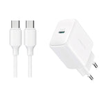 JOYROOM JR-TCF20 PD20W Type-C Port Charger Kit with Type-C to Type-C Cable, EU Plug + Type-C to Type-C Cable, UK Plug + Type-C to Type-C Cable