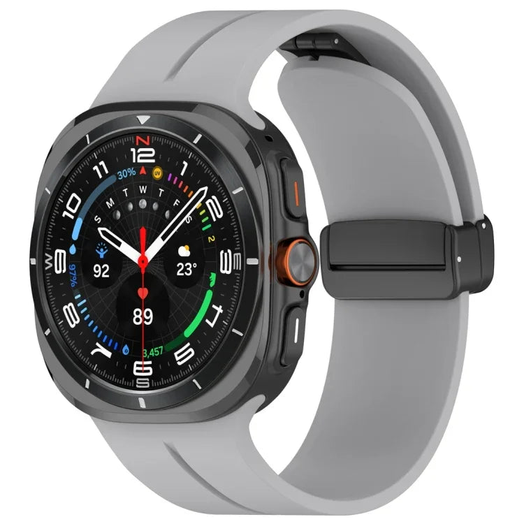 Magnetic Folding Buckle Silicone Watch Band, For Samsung Galaxy Watch Ultra 47mm / Ultra 2025
