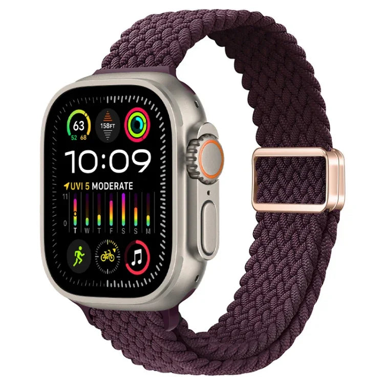 Slim Magnetic Buckle Nylon Braided Watch Band, For Apple Watch Ultra 2 49mm, For Apple Watch Series 9 45mm