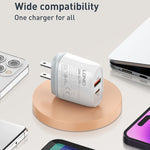 LDNIO Q229 QC3.0 / PD20W USB + Type-C Fast Charger with 1m Type-C to Type-C Cable, EU Plug, UK Plug, US Plug