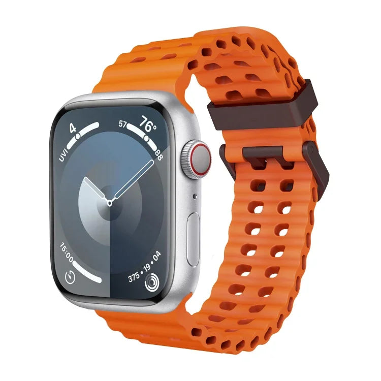 Ocean Dual-Row Hole Silicone Watch Band, For Apple Watch Ultra 49mm, For Apple Watch Series 8 45mm, For Apple Watch SE 2022 44mm