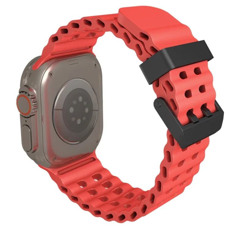 Ocean Dual-Row Hole Silicone Watch Band, For Apple Watch Series 7 45mm, For Apple Watch SE 44mm, For Apple Watch Series 6 44mm