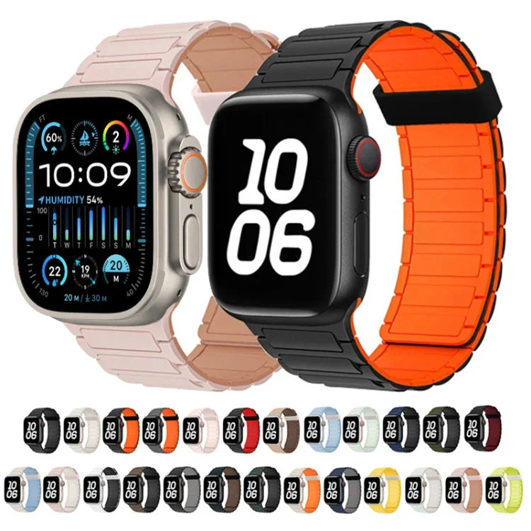 Tri-beads Magnetic Hoop Silicone Watch Band, For Apple Watch Series 7 45mm