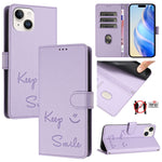 Smile Embossing RFID Leather Phone Case, For iPhone 14 Pro Max, For iPhone SE 2022 / 2020 / 8 / 7, For iPhone 13 Pro Max, For iPhone 13 Pro, For iPhone 13 mini, For iPhone 12 / 12 Pro, For iPhone 12 Pro Max, For iPhone 12 mini