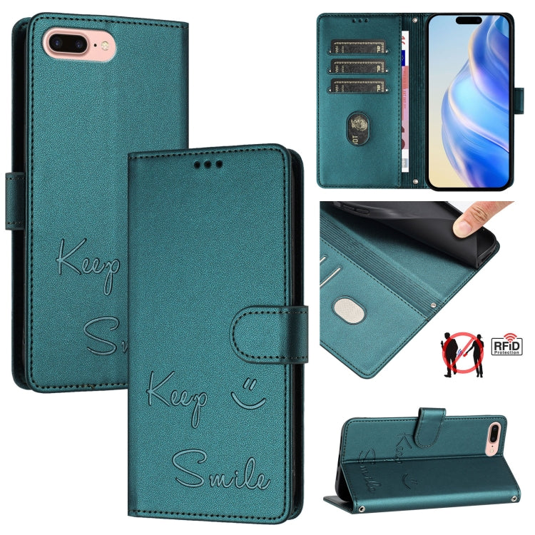 Smile Embossing RFID Leather Phone Case, For iPhone 11 Pro Max, For iPhone 11, For iPhone 11 Pro, For iPod Touch 7 / 6 / 5, For iPhone X / XS, For iPhone XR, For iPhone XS Max, For iPhone 8 Plus / 7 Plus