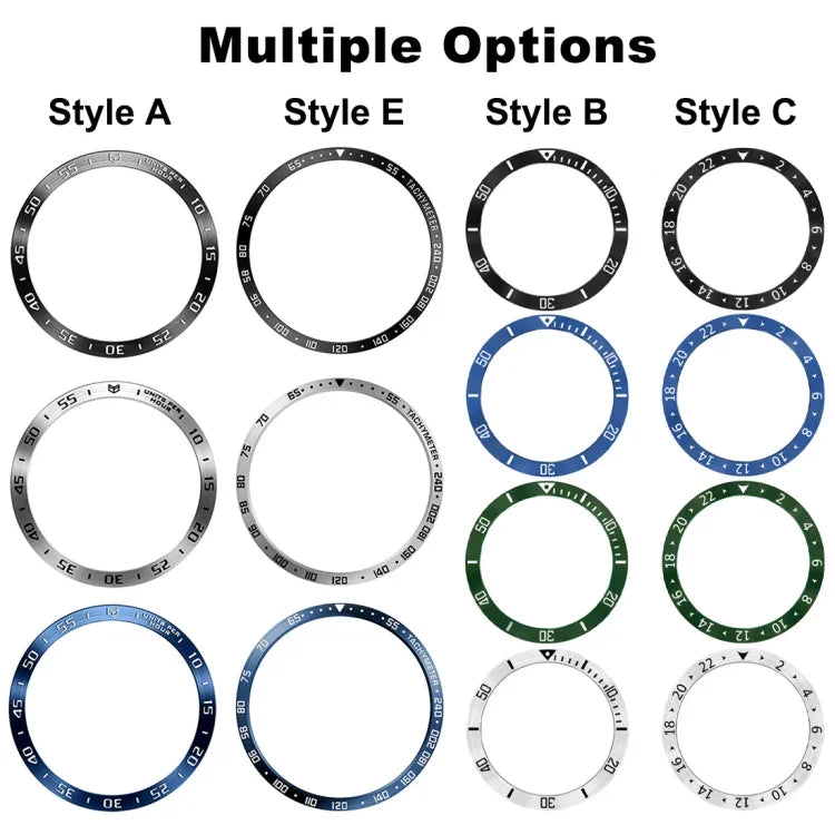 Style E Smart Watch Dial Stainless Steel Bezel Ring Cover, For Galaxy Watch Ultra2 2026/2025/1 2024, For Samsung Galaxy Watch 7 44mm, For Samsung Galaxy Watch 7 40mm