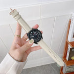 Genuine Leather Silver Buckle Replacement Strap Watchband, For Samsung Galaxy Watch3 45mm, For Samsung Galaxy Watch3 41mm