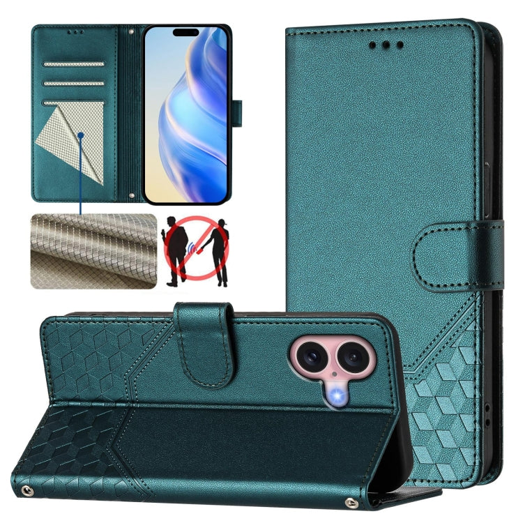 Honeycomb Embossing RFID Leather Phone Case, For iPhone 16, For iPhone 15 Pro Max, For iPhone 15 Pro, For iPhone 15 Plus, For iPhone 15, For iPhone 14 Plus, For iPhone 14 / 13, For iPhone 14 Pro