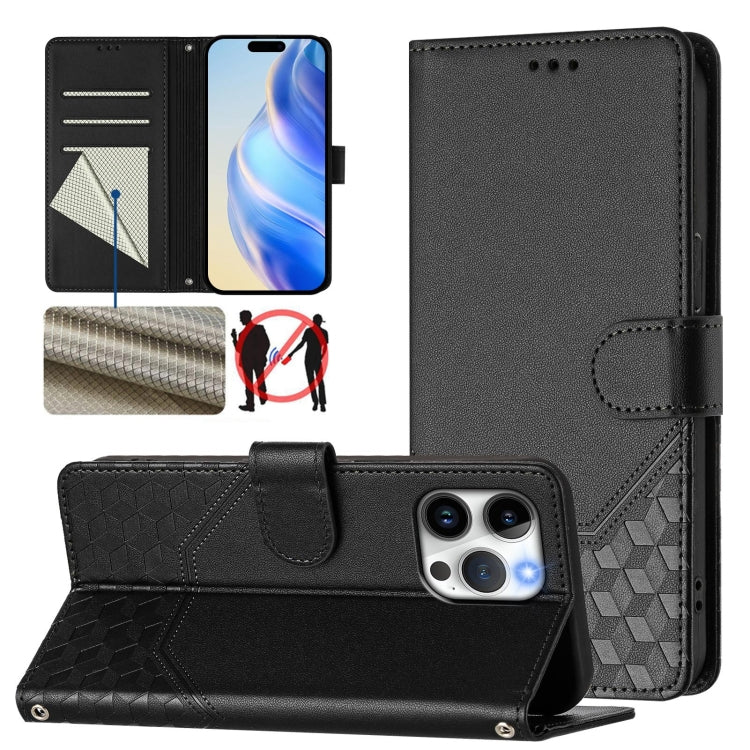 Honeycomb Embossing RFID Leather Phone Case, For iPhone 14 Pro Max, For iPhone SE 2022 / 2020 / 8 / 7, For iPhone 13 Pro Max, For iPhone 13 Pro, For iPhone 13 mini, For iPhone 12 / 12 Pro, For iPhone 12 Pro Max, For iPhone 12 mini