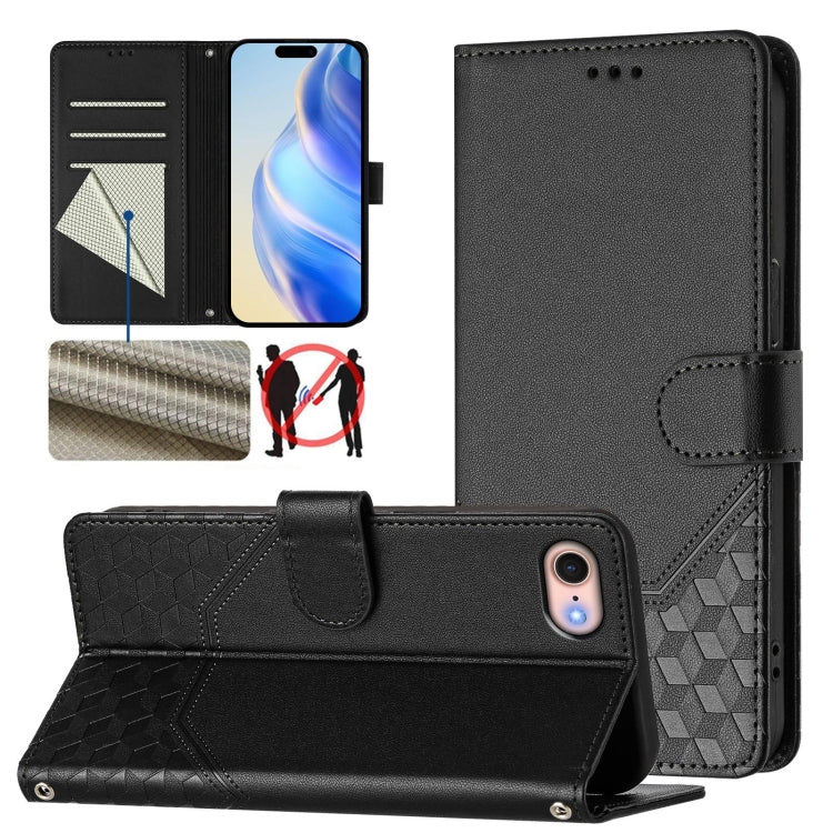 Honeycomb Embossing RFID Leather Phone Case, For iPhone 14 Pro Max, For iPhone SE 2022 / 2020 / 8 / 7, For iPhone 13 Pro Max, For iPhone 13 Pro, For iPhone 13 mini, For iPhone 12 / 12 Pro, For iPhone 12 Pro Max, For iPhone 12 mini