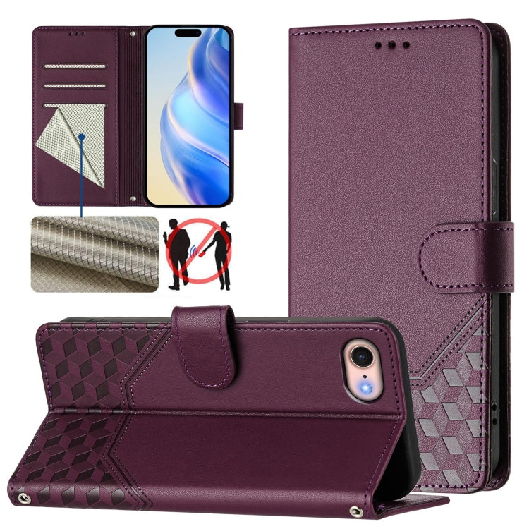 Honeycomb Embossing RFID Leather Phone Case, For iPhone 14 Pro Max, For iPhone SE 2022 / 2020 / 8 / 7, For iPhone 13 Pro Max, For iPhone 13 Pro, For iPhone 13 mini, For iPhone 12 / 12 Pro, For iPhone 12 Pro Max, For iPhone 12 mini