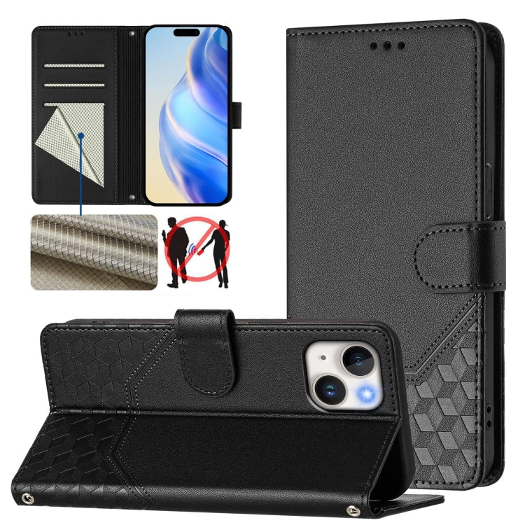 Honeycomb Embossing RFID Leather Phone Case, For iPhone 14 Pro Max, For iPhone SE 2022 / 2020 / 8 / 7, For iPhone 13 Pro Max, For iPhone 13 Pro, For iPhone 13 mini, For iPhone 12 / 12 Pro, For iPhone 12 Pro Max, For iPhone 12 mini