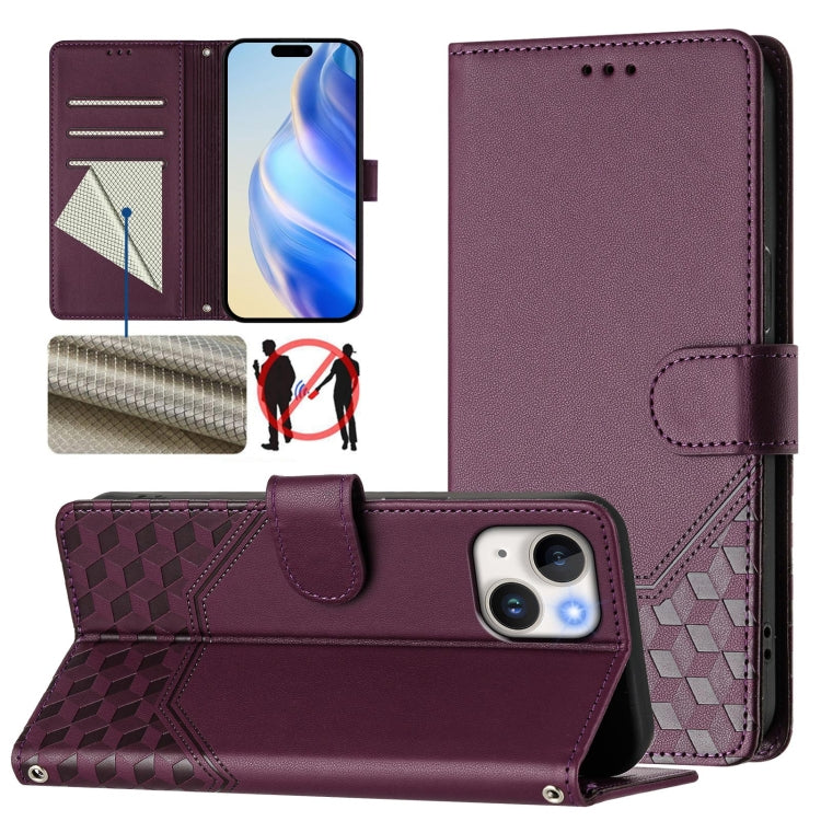 Honeycomb Embossing RFID Leather Phone Case, For iPhone 14 Pro Max, For iPhone SE 2022 / 2020 / 8 / 7, For iPhone 13 Pro Max, For iPhone 13 Pro, For iPhone 13 mini, For iPhone 12 / 12 Pro, For iPhone 12 Pro Max, For iPhone 12 mini