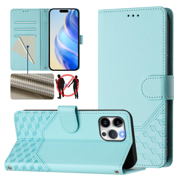 Honeycomb Embossing RFID Leather Phone Case, For iPhone 14 Pro Max, For iPhone SE 2022 / 2020 / 8 / 7, For iPhone 13 Pro Max, For iPhone 13 Pro, For iPhone 13 mini, For iPhone 12 / 12 Pro, For iPhone 12 Pro Max, For iPhone 12 mini