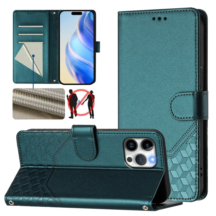 Honeycomb Embossing RFID Leather Phone Case, For iPhone 14 Pro Max, For iPhone SE 2022 / 2020 / 8 / 7, For iPhone 13 Pro Max, For iPhone 13 Pro, For iPhone 13 mini, For iPhone 12 / 12 Pro, For iPhone 12 Pro Max, For iPhone 12 mini