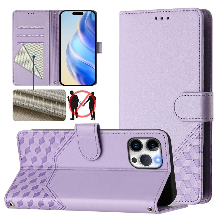 Honeycomb Embossing RFID Leather Phone Case, For iPhone 14 Pro Max, For iPhone SE 2022 / 2020 / 8 / 7, For iPhone 13 Pro Max, For iPhone 13 Pro, For iPhone 13 mini, For iPhone 12 / 12 Pro, For iPhone 12 Pro Max, For iPhone 12 mini