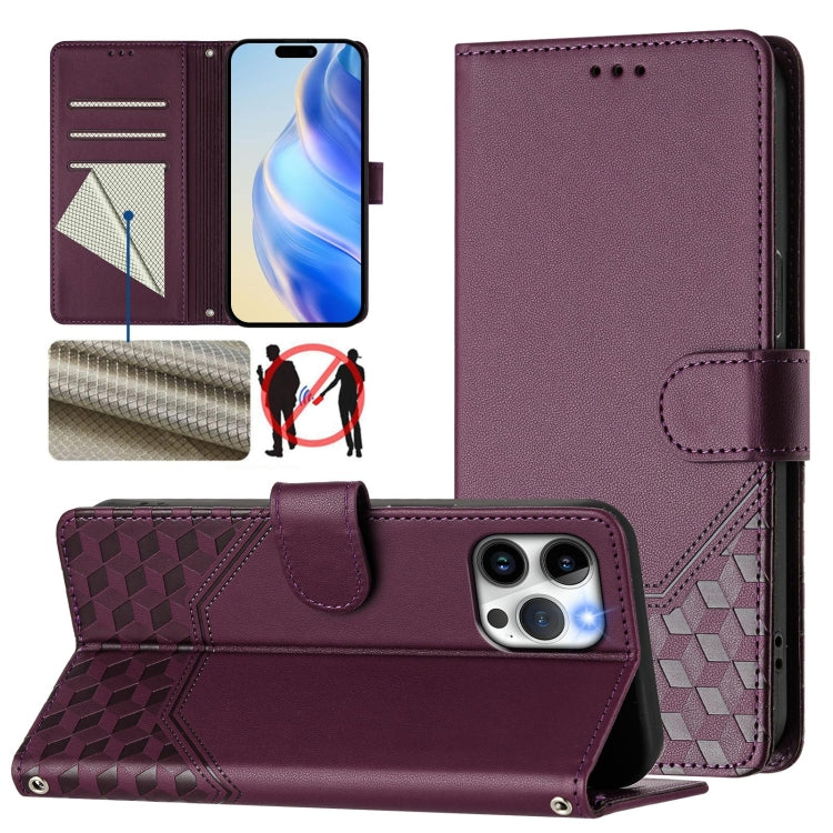 Honeycomb Embossing RFID Leather Phone Case, For iPhone 14 Pro Max, For iPhone SE 2022 / 2020 / 8 / 7, For iPhone 13 Pro Max, For iPhone 13 Pro, For iPhone 13 mini, For iPhone 12 / 12 Pro, For iPhone 12 Pro Max, For iPhone 12 mini