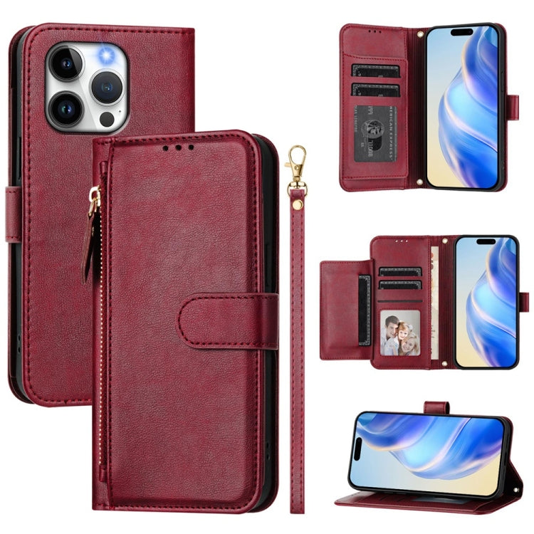 Multi-Card Slots Zipper Wallet Leather Phone Case, For iPhone 14 Pro Max, For iPhone SE 2022 / 2020 / 8 / 7, For iPhone 13 Pro Max, For iPhone 13 Pro, For iPhone 13 mini, For iPhone 12 / 12 Pro, For iPhone 12 Pro Max, For iPhone 12 mini