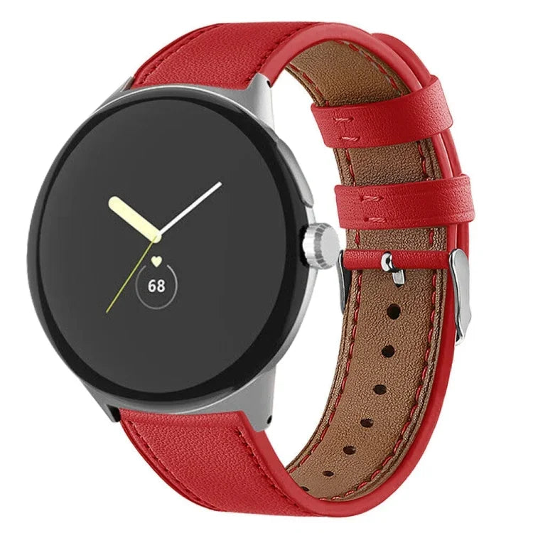 Round Tail Genuine Leather Watch Band, For Google Pixel Watch 4 / Watch 3 45mm