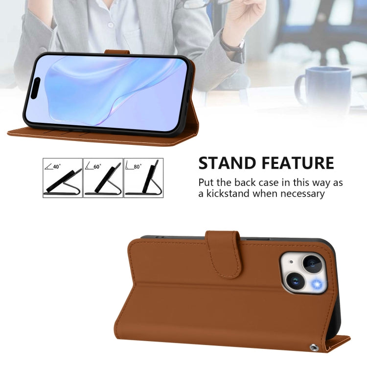 Skin Feel Solid Color Leather Phone Case with Lanyard, For iPhone 14 / 13, For iPhone 14 Pro