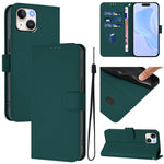 Skin Feel Solid Color Leather Phone Case with Lanyard, For iPhone 14 / 13, For iPhone 14 Pro