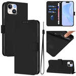 Skin Feel Solid Color Leather Phone Case with Lanyard, For iPhone 14 / 13, For iPhone 14 Pro