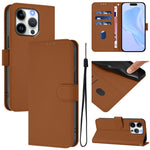 Skin Feel Solid Color Leather Phone Case with Lanyard, For iPhone 14 / 13, For iPhone 14 Pro