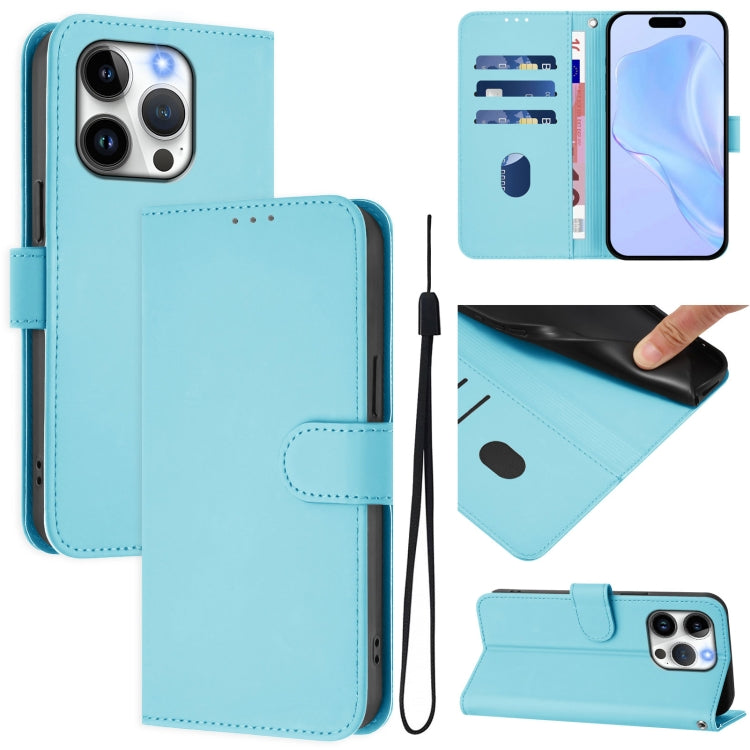 Skin Feel Solid Color Leather Phone Case with Lanyard, For iPhone 14 / 13, For iPhone 14 Pro