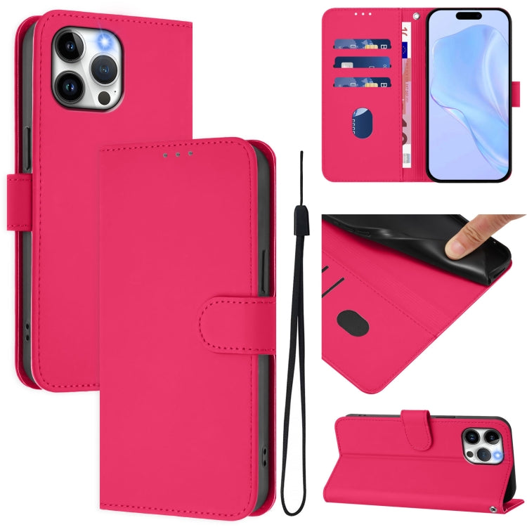 Skin Feel Solid Color Leather Phone Case with Lanyard, For iPhone 13 Pro Max, For iPhone 13 Pro