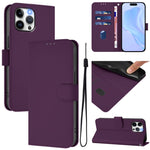 Skin Feel Solid Color Leather Phone Case with Lanyard, For iPhone 13 Pro Max, For iPhone 13 Pro
