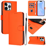 Skin Feel Solid Color Leather Phone Case with Lanyard, For iPhone 13 Pro Max, For iPhone 13 Pro
