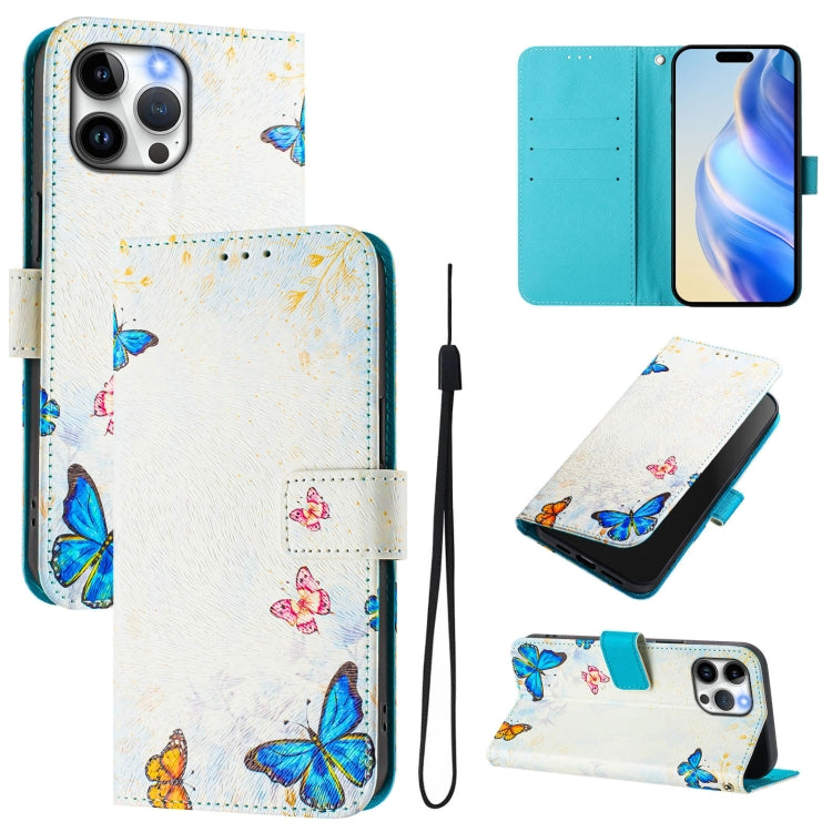 Art Colored Drawing Pattern Leather Phone Case, For iPhone 13 Pro