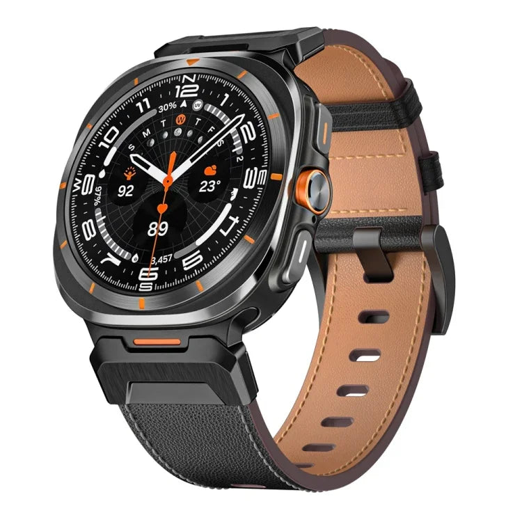 Mecha Style Leather Watch Band, For Samsung Galaxy Watch Ultra 47mm / Ultra 2025