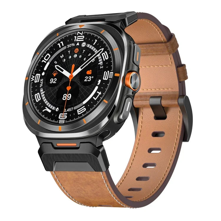 Mecha Style Leather Watch Band, For Samsung Galaxy Watch Ultra 47mm / Ultra 2025