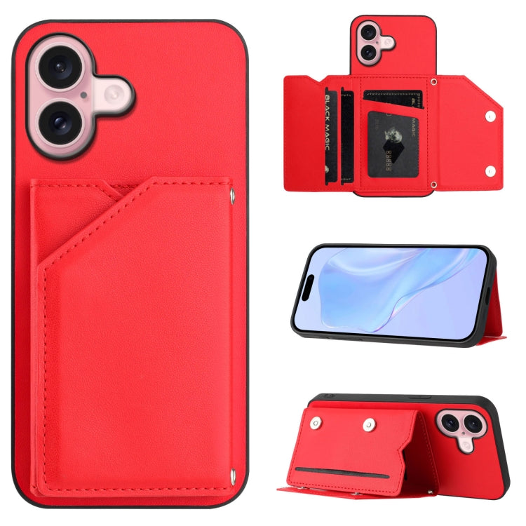 Skin Feel Four Card Slots Phone Case with Wrist Strap, For iPhone 17 Pro Max, For iPhone 17 Pro, For iPhone 17, For iPhone Air, For iPhone 16 Pro Max, For iPhone 16 Pro, For iPhone 16 Plus, For iPhone 16
