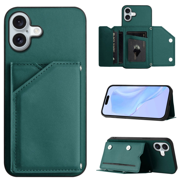 Skin Feel Four Card Slots Phone Case with Wrist Strap, For iPhone 17 Pro Max, For iPhone 17 Pro, For iPhone 17, For iPhone Air, For iPhone 16 Pro Max, For iPhone 16 Pro, For iPhone 16 Plus, For iPhone 16