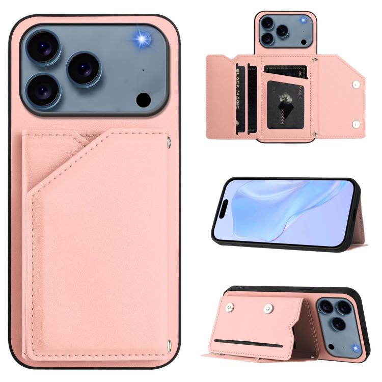 Skin Feel Four Card Slots Phone Case with Wrist Strap, For iPhone 17 Pro Max, For iPhone 17 Pro, For iPhone 17, For iPhone Air, For iPhone 16 Pro Max, For iPhone 16 Pro, For iPhone 16 Plus, For iPhone 16