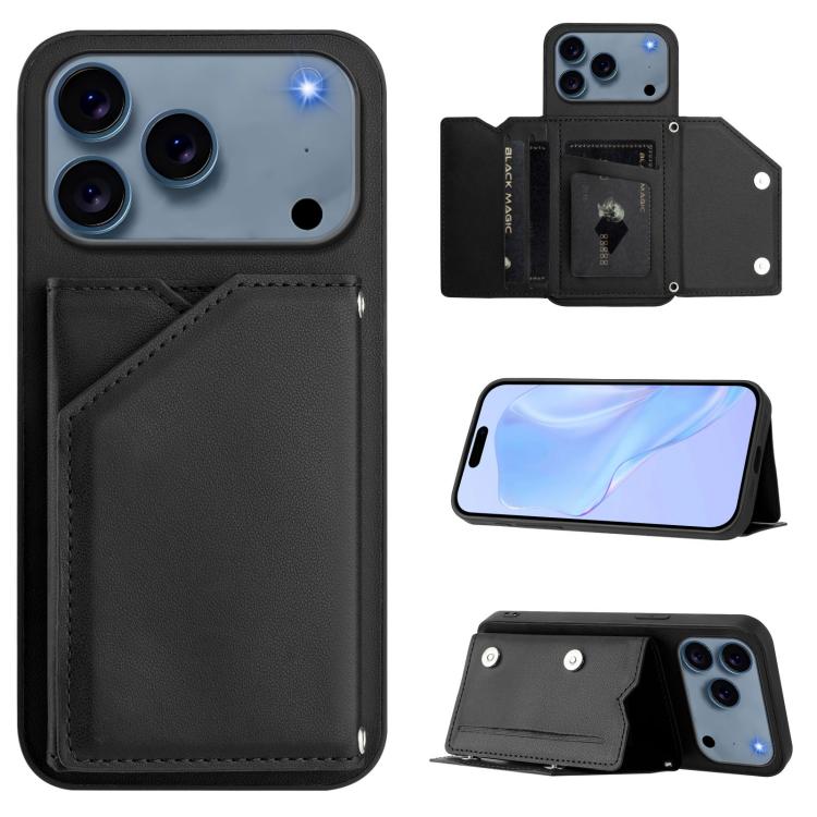Skin Feel Four Card Slots Phone Case with Wrist Strap, For iPhone 17 Pro Max, For iPhone 17 Pro, For iPhone 17, For iPhone Air, For iPhone 16 Pro Max, For iPhone 16 Pro, For iPhone 16 Plus, For iPhone 16