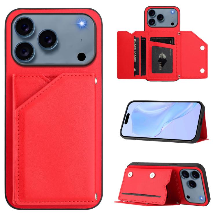 Skin Feel Four Card Slots Phone Case with Wrist Strap, For iPhone 17 Pro Max, For iPhone 17 Pro, For iPhone 17, For iPhone Air, For iPhone 16 Pro Max, For iPhone 16 Pro, For iPhone 16 Plus, For iPhone 16