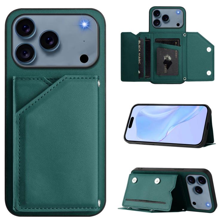 Skin Feel Four Card Slots Phone Case with Wrist Strap, For iPhone 17 Pro Max, For iPhone 17 Pro, For iPhone 17, For iPhone Air, For iPhone 16 Pro Max, For iPhone 16 Pro, For iPhone 16 Plus, For iPhone 16
